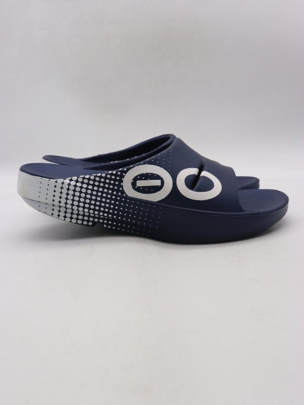 Oofos Ooahh Sport Slide Women's 9 Men's 7 Sandals Matrix Navy Blue Slip On